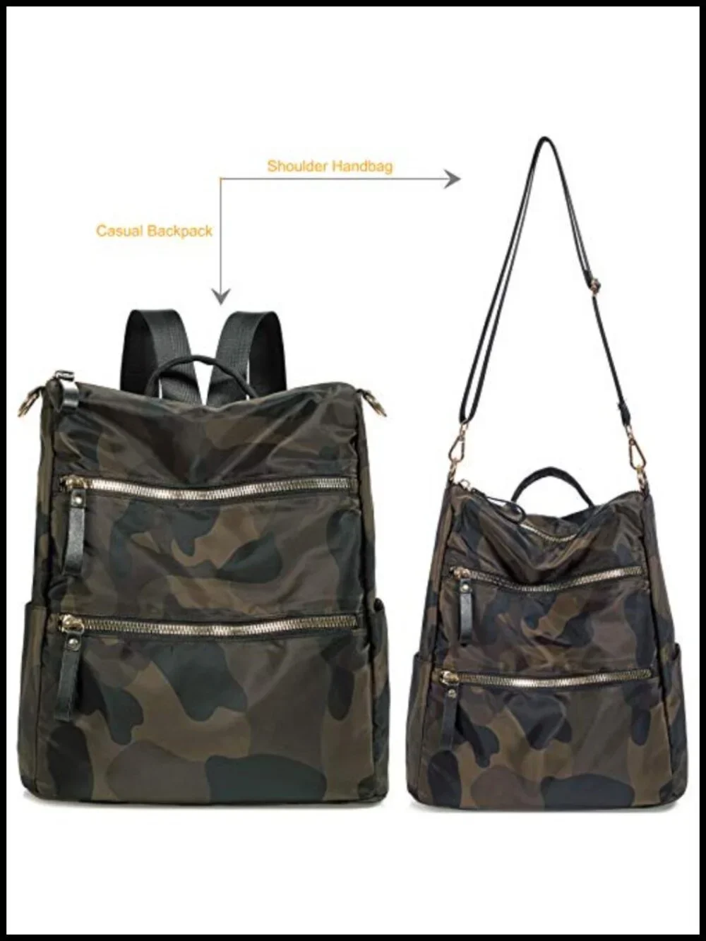 Nylon Backpack Purse 3-in-1 Anti Theft Travel Daypack Lightweight